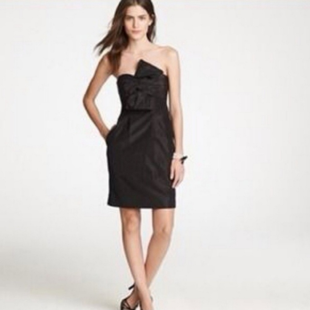 J. Crew Silk Formal Taffeta Strapless Black Dress